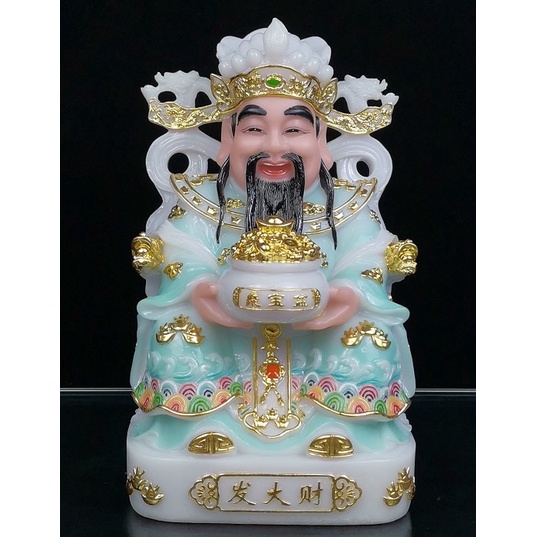 Thần Tiền Màu XANH - Thần Phát Thần Tài Lộc Bột Đá 10 in - 25cm