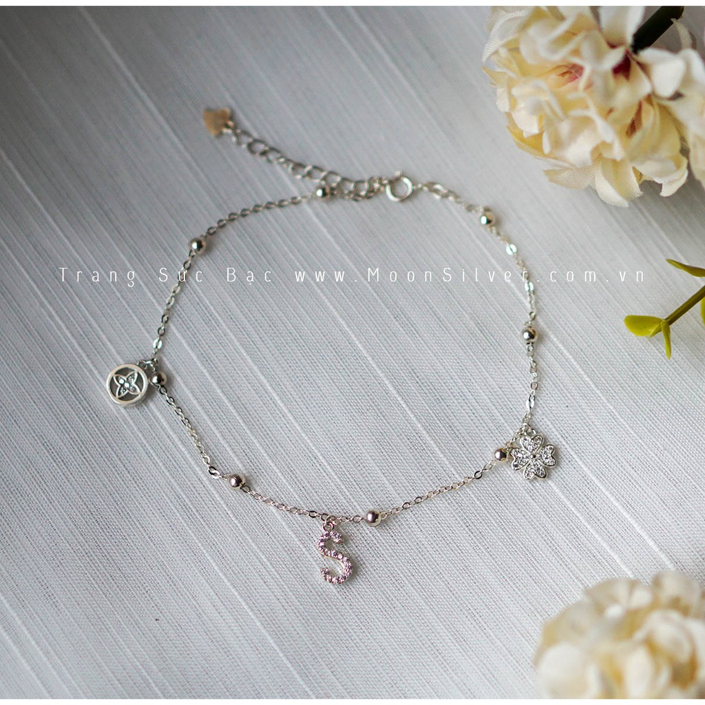 Lắc chân bạc nữ cỏ 4 lá chữ S | BigBuy360 - bigbuy360.vn