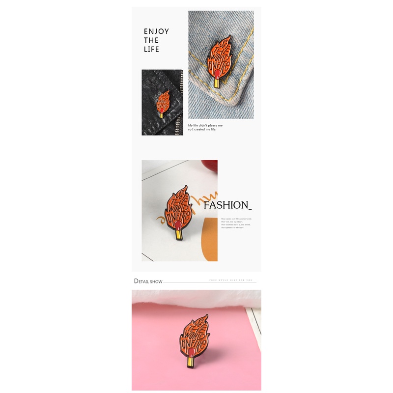 Ghim Cài Áo In Chữ The World on Fire Thời Trang