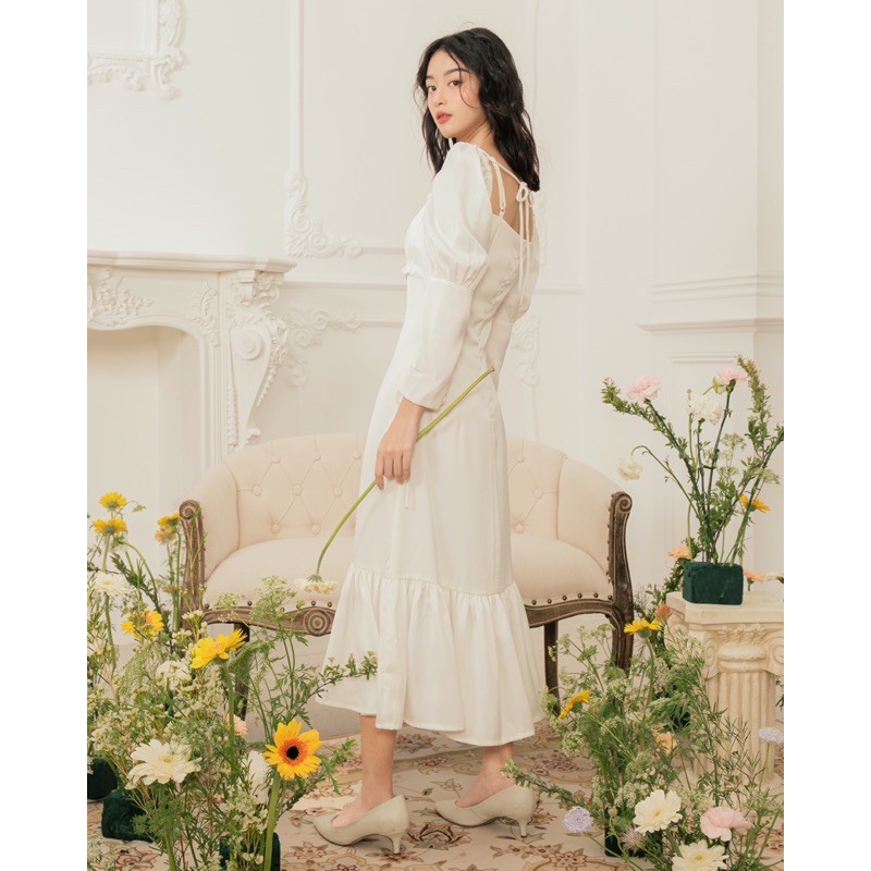 The19club - Váy lụa tay bồng buộc nơ Rosie | BigBuy360 - bigbuy360.vn