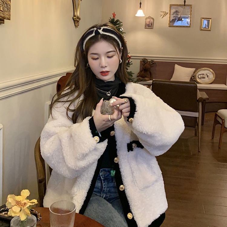 Áo Khoác Len Lông Cừu Dày Dặn Phong Cách Hàn Quốc Thời Trang Mùa Đông Mới Chất Lượng Cao Cho Nữ