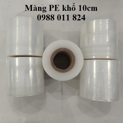 Màng chít khổ 10cm x 0.5kg - Màng bọc nilon - Cuộn nilon PE bọc hàng, cuốn bụng, ghép cây