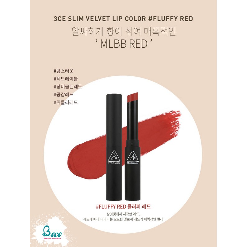 Son 3CE Slim Velvet Lip Color Thỏi Lì Mềm Mịn 3.2