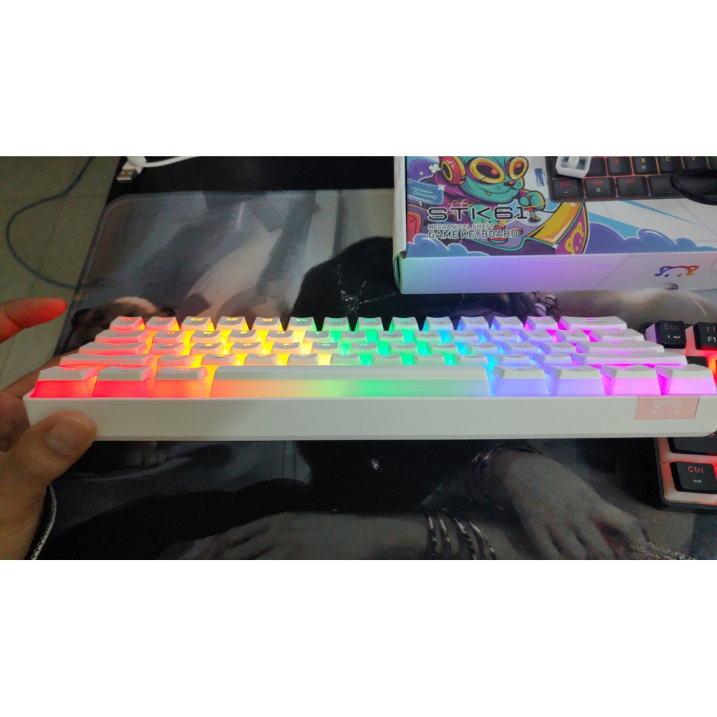 Bàn phím cơ Bluetooth chế độ kép không dây STK61 Pudding keycap 61 phím cho máy tính bảng Windows MAC máy tính bảng