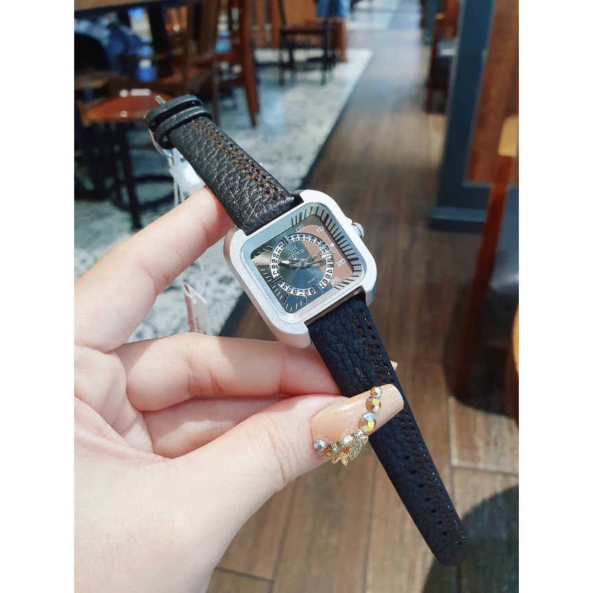 Đồng Hồ Nữ Mike 6834L Mặt Vuông - Dây Da - Size 30mm