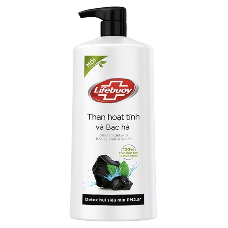 sữa tắm lifebouy than hoạt tính và bạc hà 800