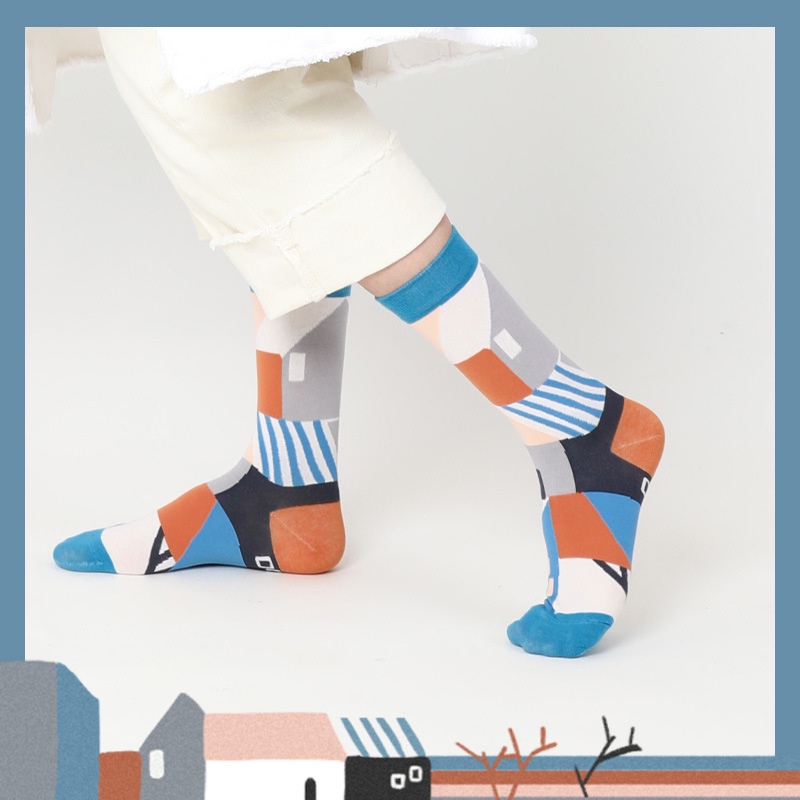 Vớ WAFNHA D210 vải cotton cổ cao phong cách cổ điển