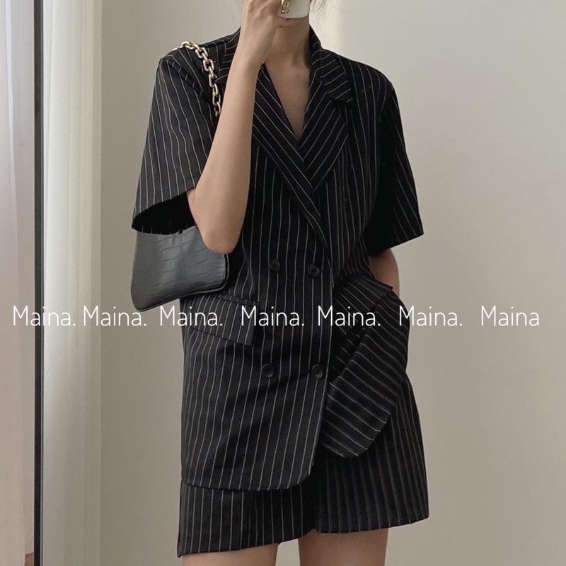 Set vest quần kẻ sooc basic 2 màu đen trắng | BigBuy360 - bigbuy360.vn