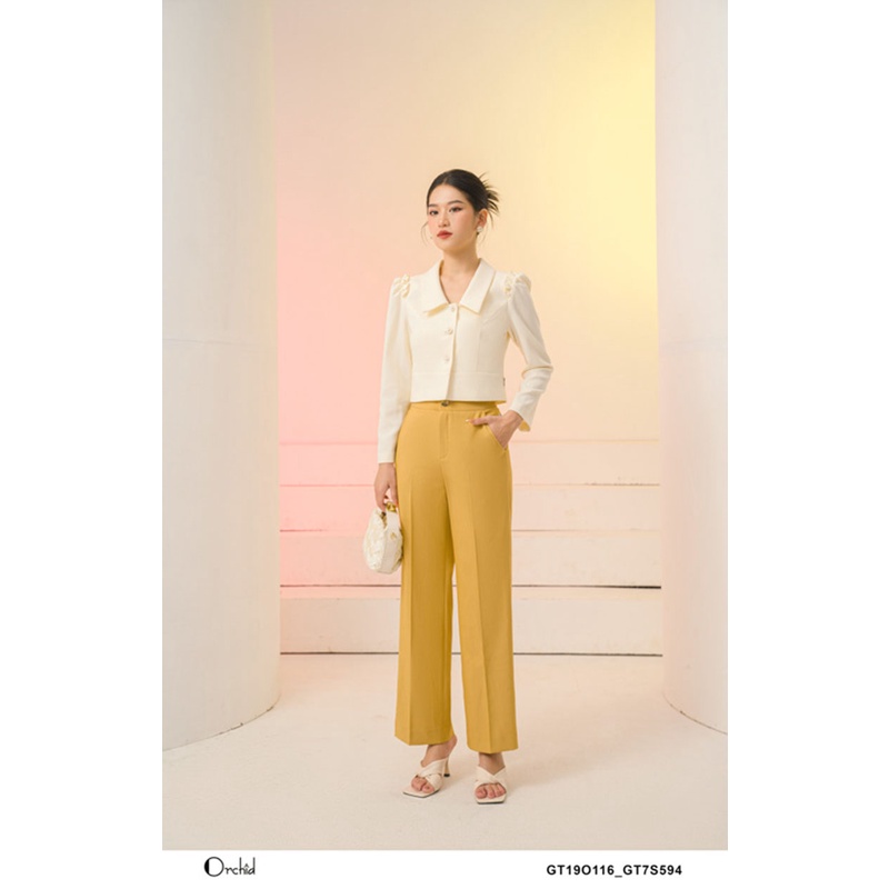 Quần công sở cạp cao dáng xuông thanh lịch- Chất liêu Twill Silk cao cấp Orchid GT7S594
