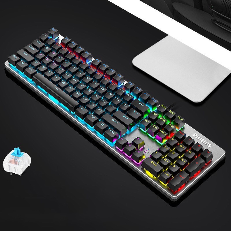 Bàn Phím Cơ Gaming RGB SIDOTECH YINDIAO K100 Chuẩn Cơ Full Led 104 Phím Có Kê Tay Chống Mỏi Bảo Hành 12 Tháng