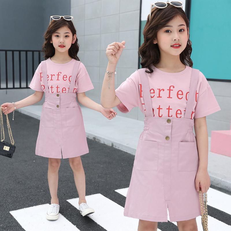 Set Áo Thun 2 Dây & Váy Yếm Cho Bé Gái