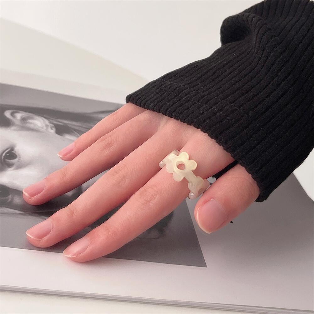 Nhẫn Nhựa Resin Hở Họa Tiết Hình Học Màu Sắc Kẹo Ngọt Phong Cách Hàn Quốc Cho Nữ