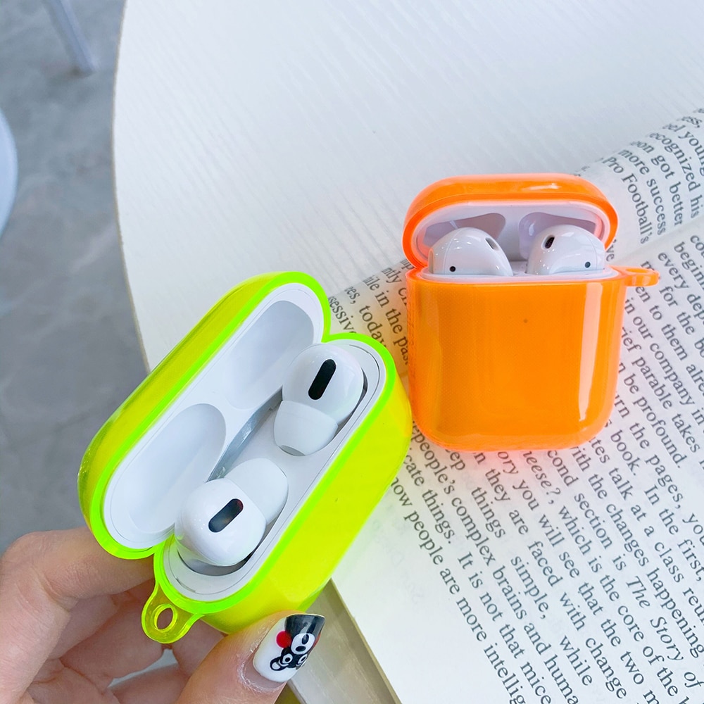 Vỏ Bảo Vệ Hộp Sạc Tai Nghe Airpods Pro 3 Air Pods 2 Bằng Silicon Tpu Mềm Trong Suốt Màu Huỳnh Quang