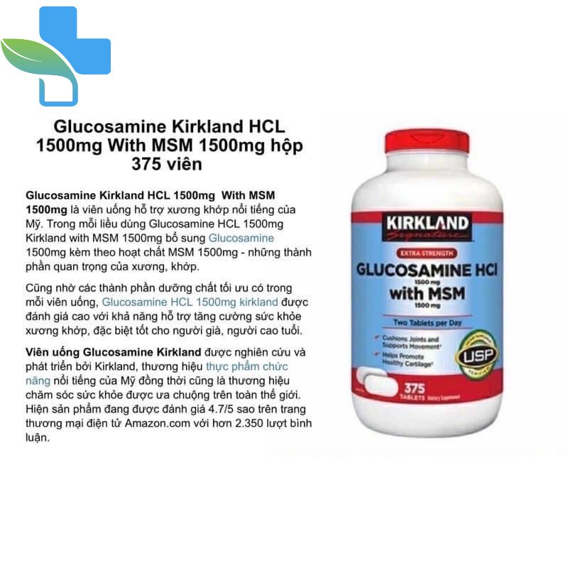 Viên uống Glucosamine HCL 1500mg With MSM 1500mg 375 viên - Glucosamin Kirkland