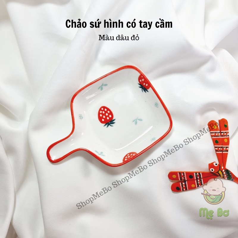 [Mẹ Bơ] Chảo sứ có hình có tay cầm đựng đồ cho bé ăn dặm, trang trí, decor xinh xắn