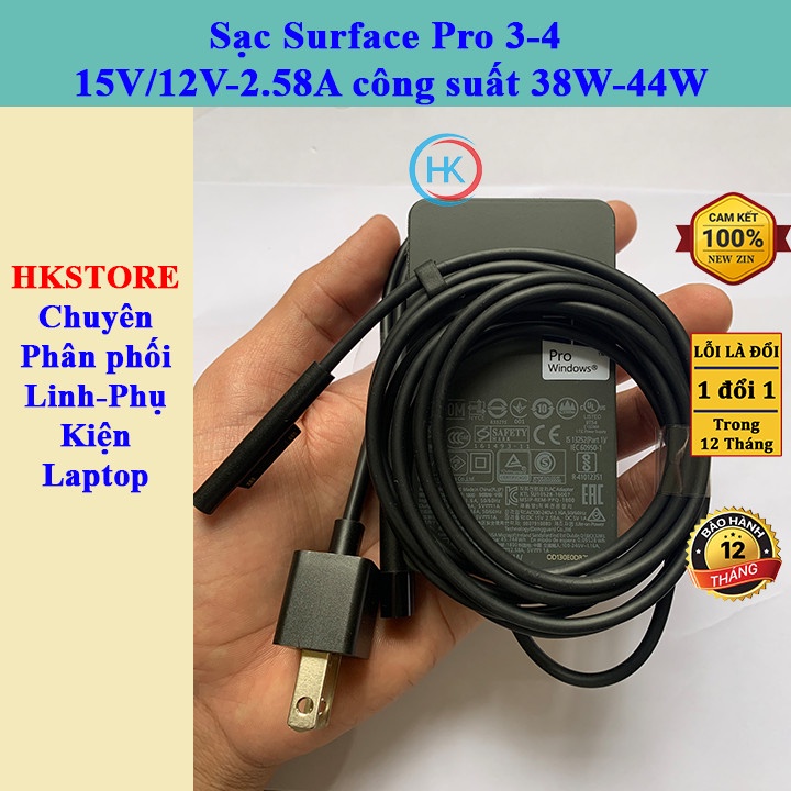 Sạc Surface Pro 3-4 15V/12V-2.58A 30W-38W-44W Microsoft Surface Pro 3 Pro4 Model 1625 1724 1796 1824 1901