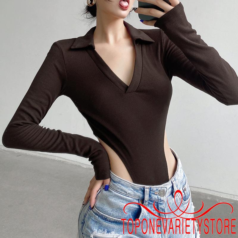 Áo liền quần tay dài cổ chữ V màu sắc nhã nhặn cho nữ | BigBuy360 - bigbuy360.vn