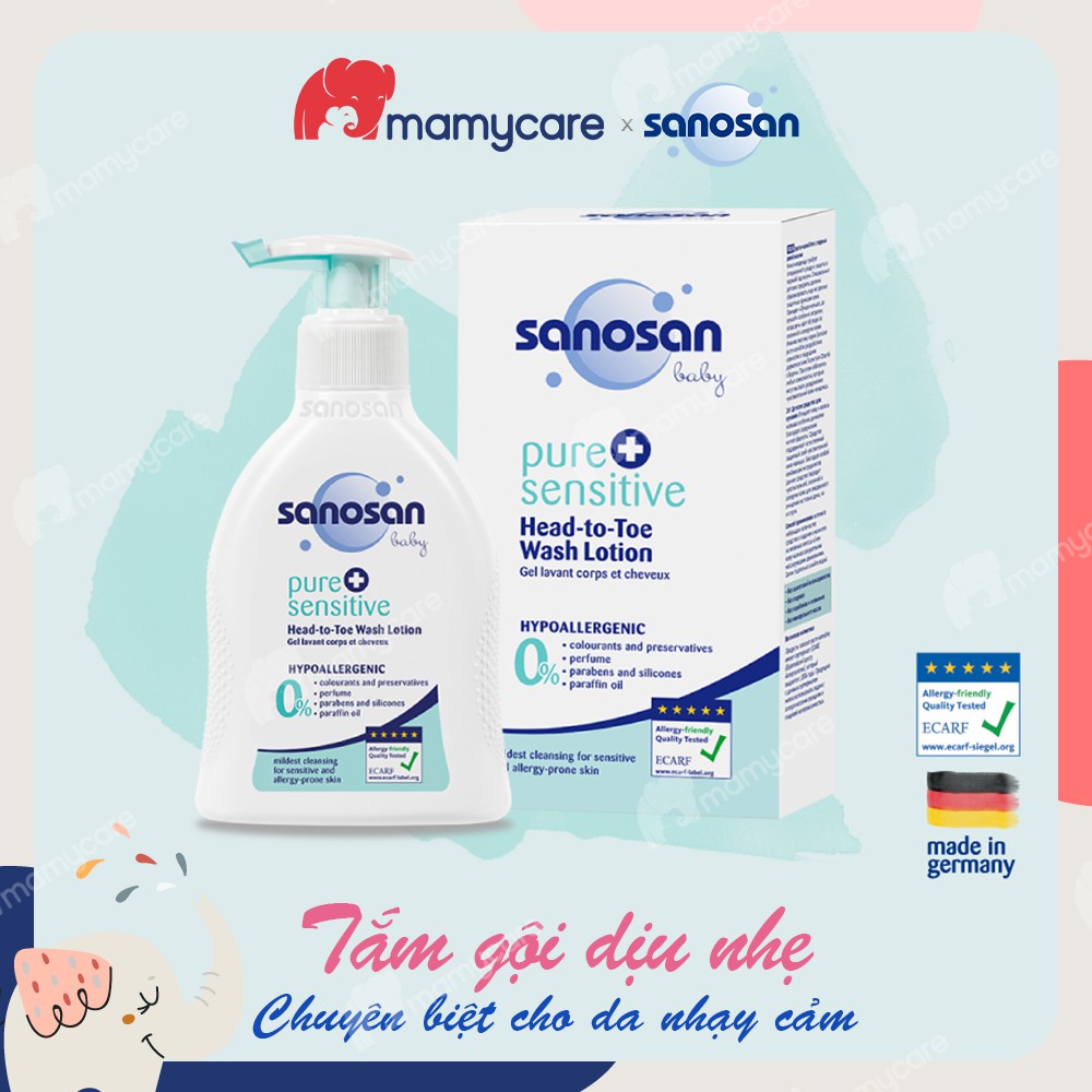 Sữa tắm gội dịu nhẹ Sanosan cho bé da chàm thể tạng và nhạy cảm - MAMYCARE