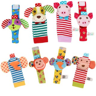 Baby Lovely Plush Socks Bells + Hand Bells Toys Colorful Wrap Around Stroller