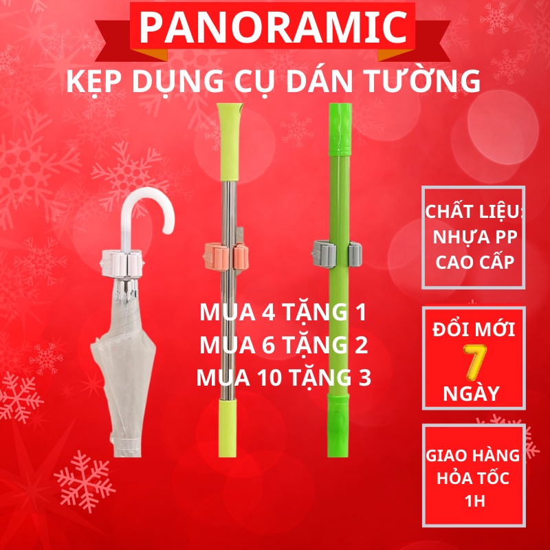 Kẹp treo dụng cụ vệ sinh và chổi lau nhà dạng dán tường treo đồ gia dụng đa năng