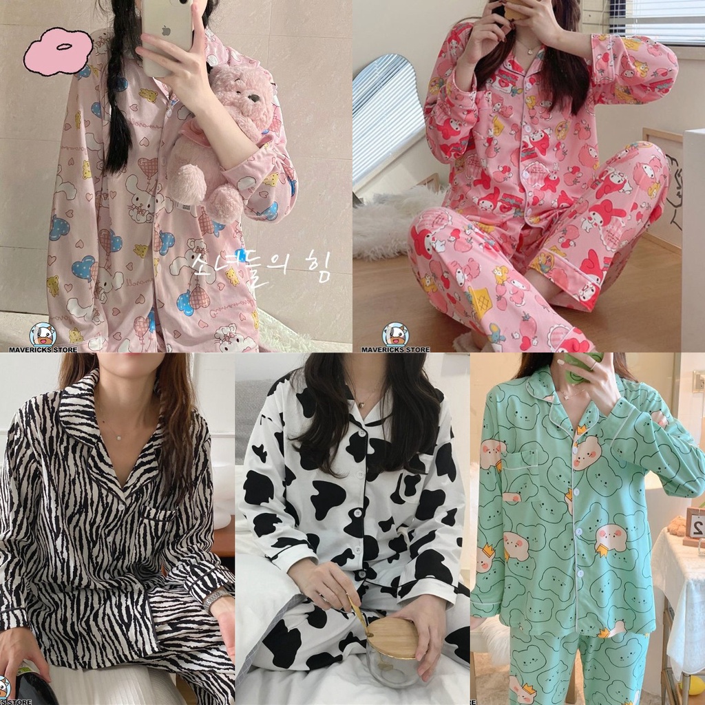 Bộ đồ ngủ họa tiết hoạt hình thời trang mùa thu 2021 cho nữ
