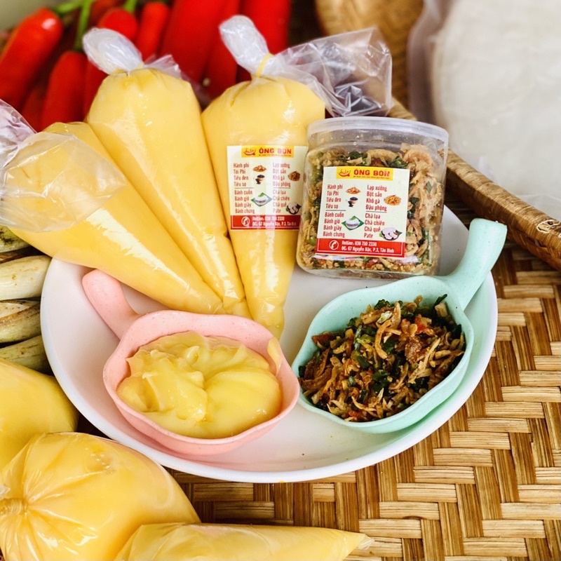 Combo Bơ Vàng 100g + 120ml Muối Tôm Hành Phi - Tặng 70g Bánh Tráng Tôm Phơi Sương
