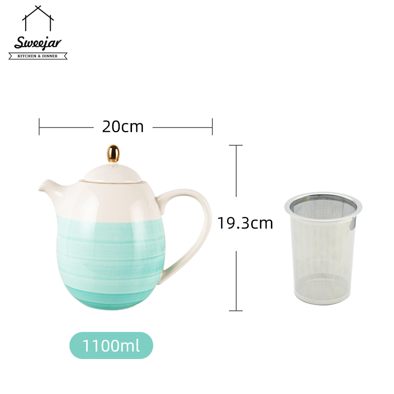 Ấm trà SWEEJAR gốm sứ 1124ml với ấm đun nước có thể tháo rời