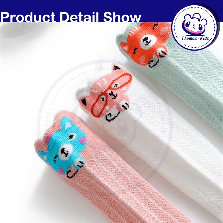 Set 3 Đôi Vớ Cotton Thoáng Khí Thoải Mái Họa Tiết Động Vật Hoạt Hình Cho Bé 0-3 Tuổi