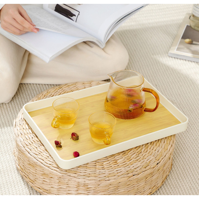 Khay để trà bánh họa tiết vân gỗ phong cách Nhật Bản siêu sang K064