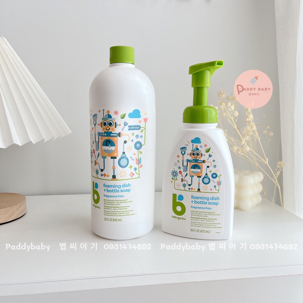 Nước Rửa Bình Sữa và Bát Đĩa BabyGanics Mỹ chai 473ml / 946ml