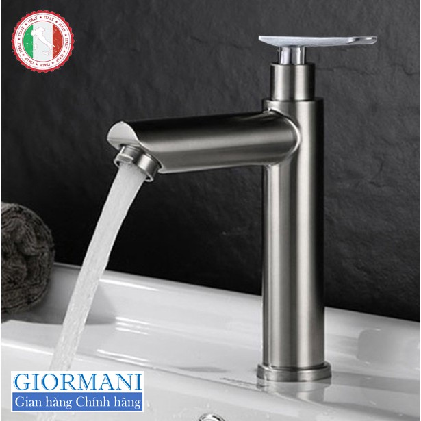 Vòi Lavabo chỉ lạnh trụ tròn ITALIA GIORMANI inox SUS304 (Kèm dây cấp)