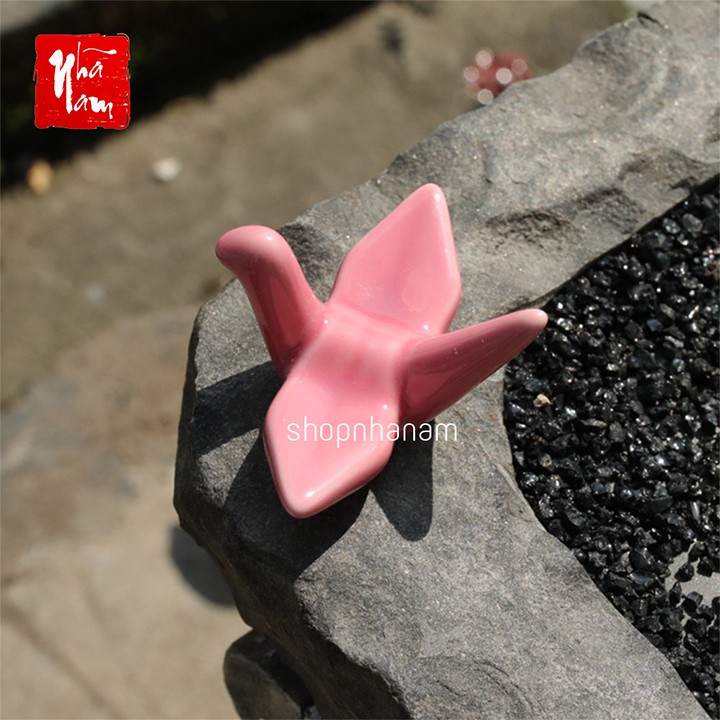 Hạc origami gốm sứ gác đũa bàn ăn