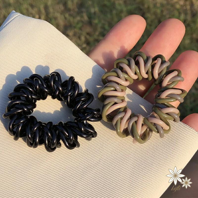 【kifli】Dây Buộc Tóc Cao Su Nhám Ba Màu Kiểu Mori Đơn Giản Không Đường May