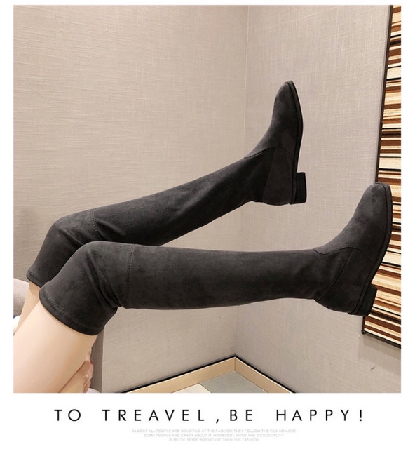 [Sẵn 37] Boots đùi nữ Ulzzang cổ cao da lộn [Order]