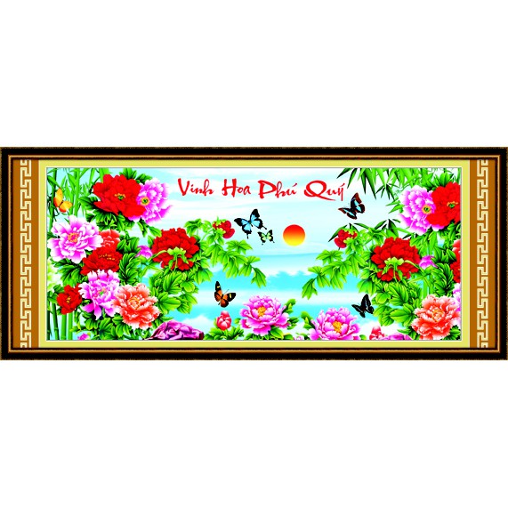 tranh đính đá hoa mẫu đơn