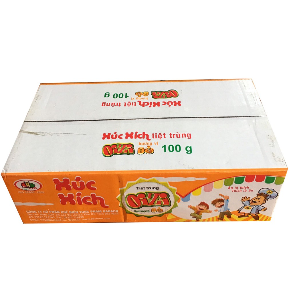 Thùng xúc xích tiệt trùng ăn liền Dabaco Food 100 Cây x 20gram