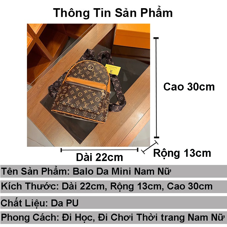 Balo da mini nữ lv giá rẻ đẹp PUKA cặp mini nữ đi học thời trang unisex da pu chống nước