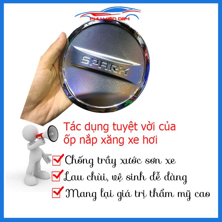 Ốp nắp bình xăng Spark 2012-2013-2014-2015-2016-2017-2018-2019-2020 mạ crom chống trầy trang trí ô tô