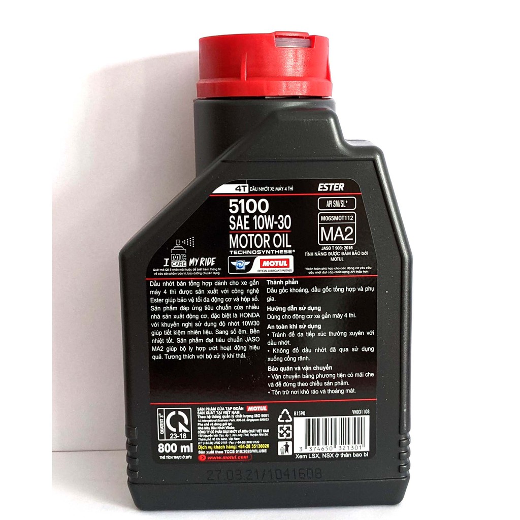 Nhớt Motul 5100 10W30 Ester Cao Cấp (0.8L - 1L - Có chiết lẻ)