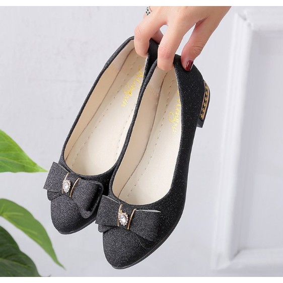 Giày búp bê gắn nơ ánh nhũ chất đẹp dành cho nữ