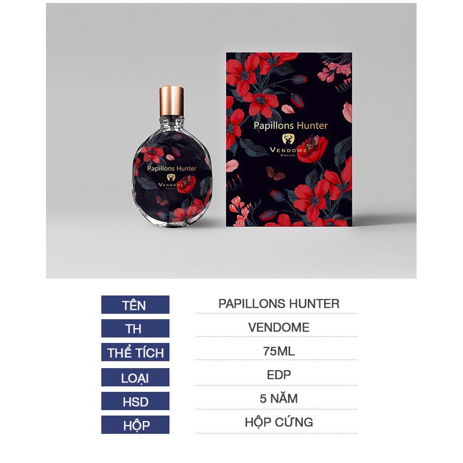 Nước Hoa Nữ Vendom Papillons Hunter 75ml Hương Thơm Sang Trọng, Quyến Rũ, Thơm Lâu 12h Nước Hoa Nội Địa | Thế Giới Skin Care