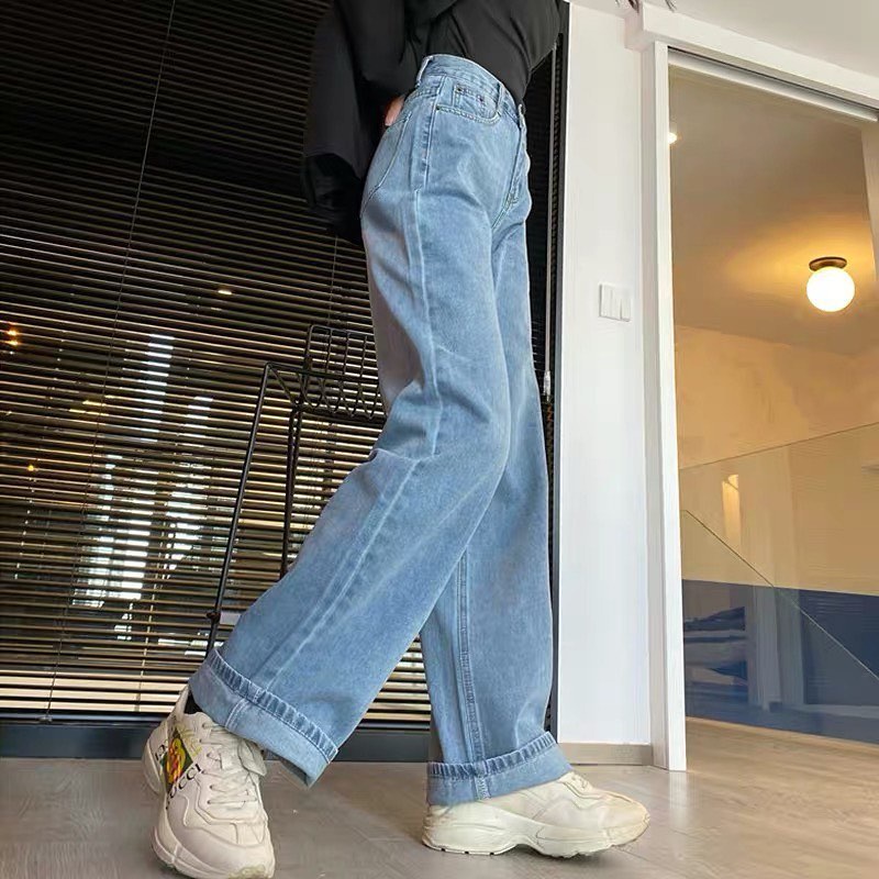 Quần jean nữ ống suông rộng cơ bản cạp lưng cao thương hiệu Mango MT230