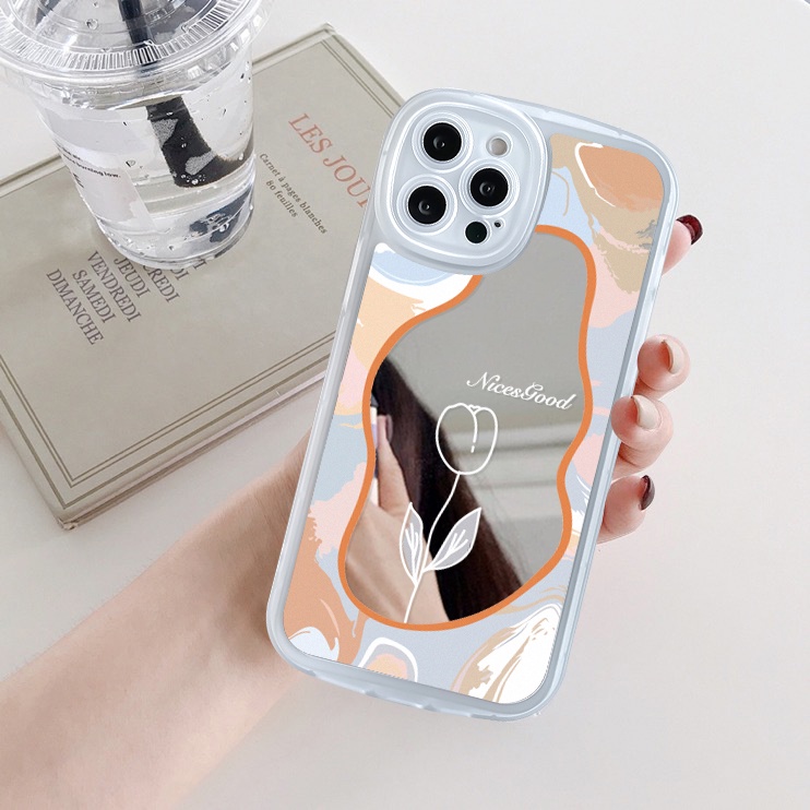 Ốp lưng iphone gương cạnh vuông hoa 6/6plus/7/7plus/8/8plus/x/xs/11/12/13/pro/max/plus/promax-Sale HOT A2-1