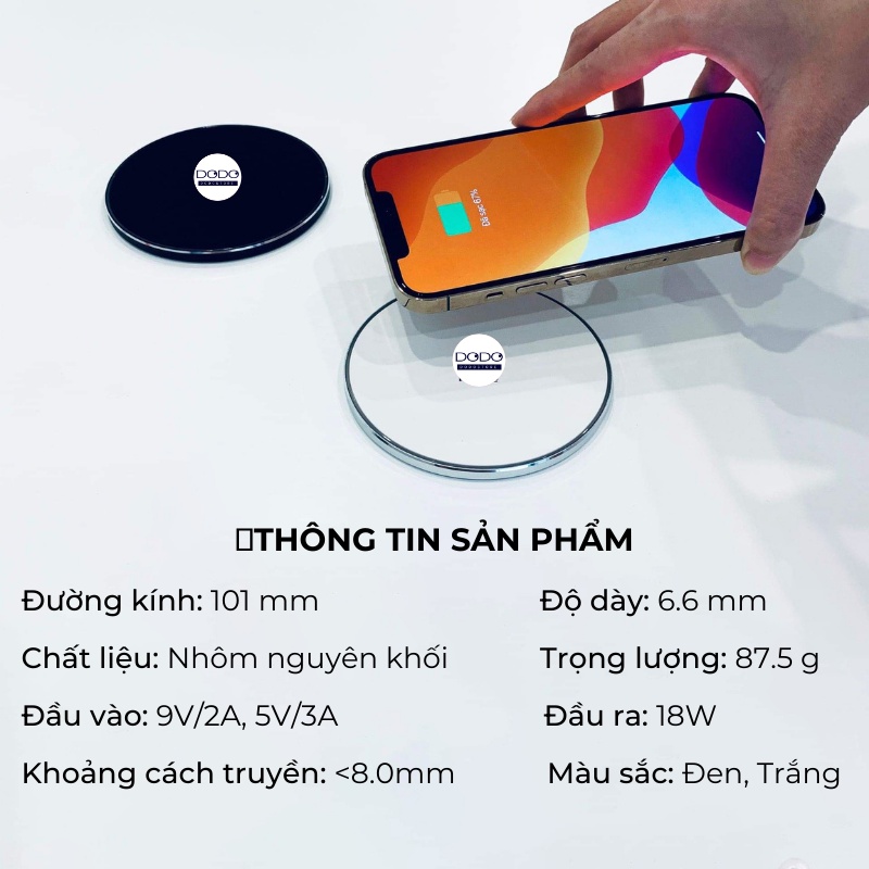 Đế sạc nhanh không dây 18W thích hợp cho 1phone 11 Pro Xs Max X Xr 8 Samsung S20 Xiaomi mi 9 - DODO