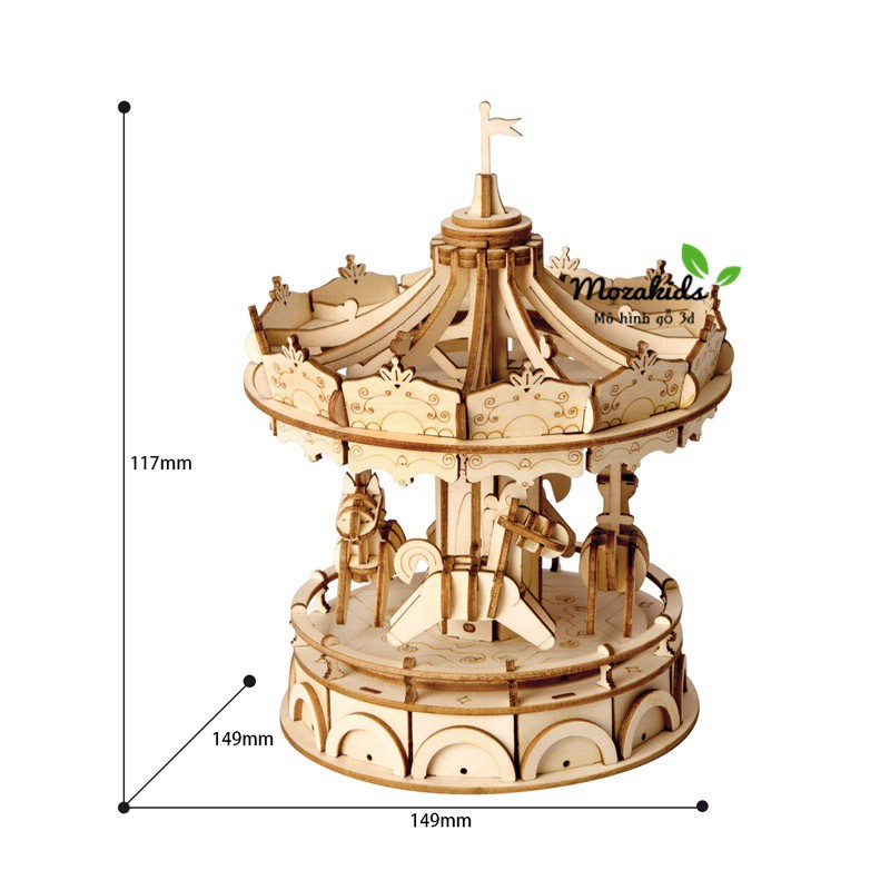 Đồ chơi lắp ráp gỗ 3D Mô hình Vòng Quay Ngựa gỗ