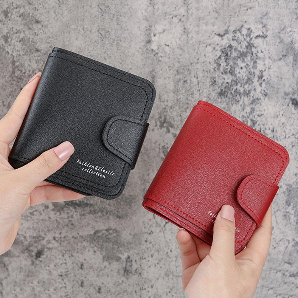 MIHAN1 Women's Short Purse PU Pure Color Foldable Wallet Accessories Gift Girls Ladies Name Card Holder Credit Card Holder/Multicolor