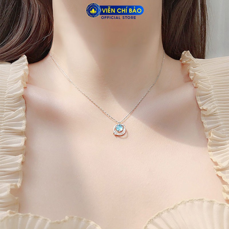 Dây chuyền bạc nữ xi bạch kim Galaxy xanh dương chất liệu bạc 925 thời trang phụ kiện trang sức nữ Viễn Chí Bảo D400119