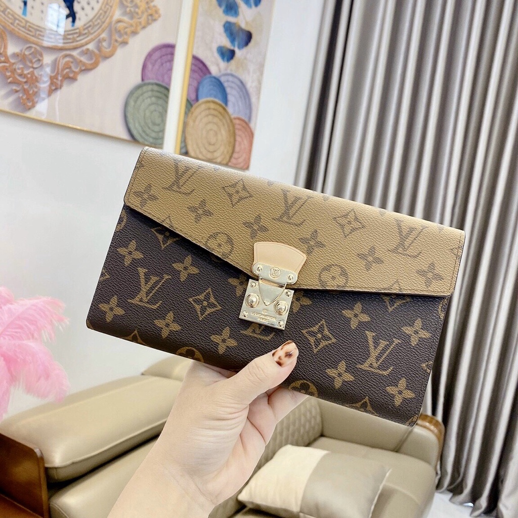 Túi clutch cầm tay lv kèm dây xích đeo chéo hàng fullbox