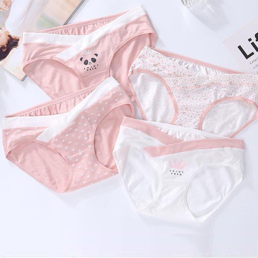 Combo 4 Quần Lót Cạp Chéo Cotton Đẹp Cho Bà Bầu L108