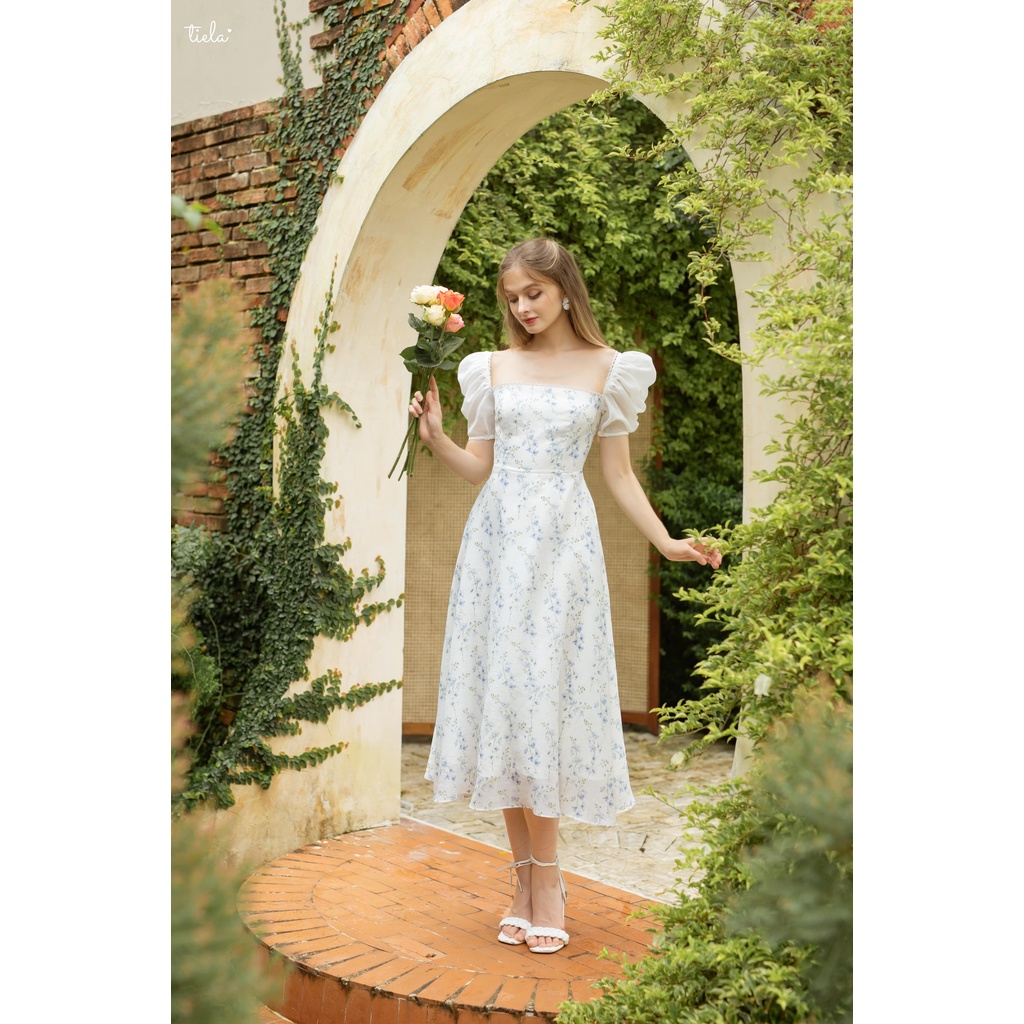 TIELA Đầm váy hoa ren tay phồng - Emily Dress